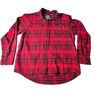 Woolrich Brawny Red Plaid Flannel Men’s Shirt 100% Cotton Long Sleeve Size XXL